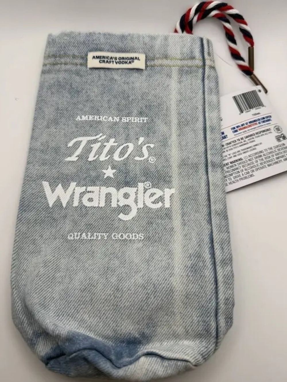 Wrangler x Tito's Light Blue Denim Bottle Pouch